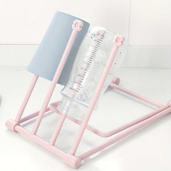 Pink Foldable Standing Towel Rack Bathroom Storage Shelf
