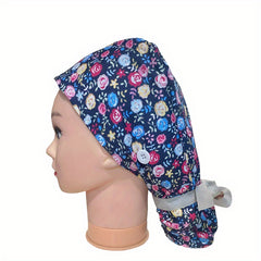 Plants Animals Print Work Cap Cartoon Adjustable Scrub Cap