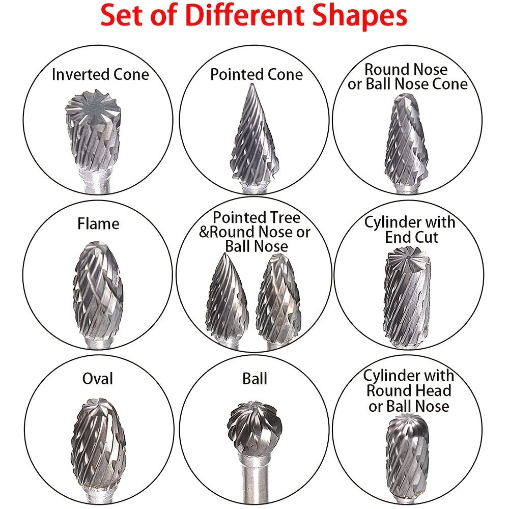 10pcs Tungsten Carbide Burrs Sets Drill Diamond Burs