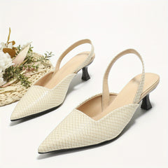 Women's Snakeskin Pattern Kitten Heel Slingback Sandals