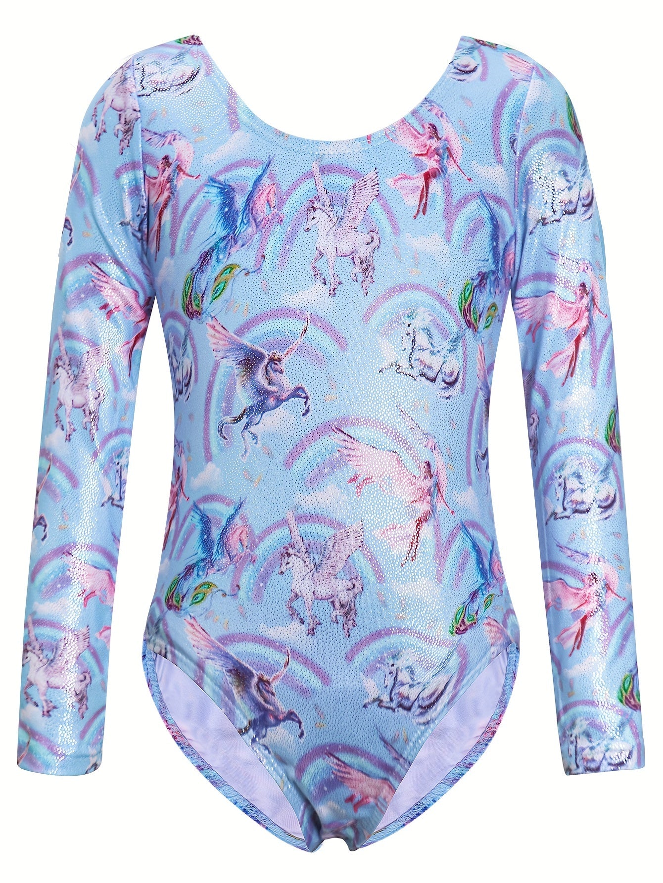 Unicorn Sky Graphic Long Sleeve Ballet Leotard Girls Gymnastics Suit