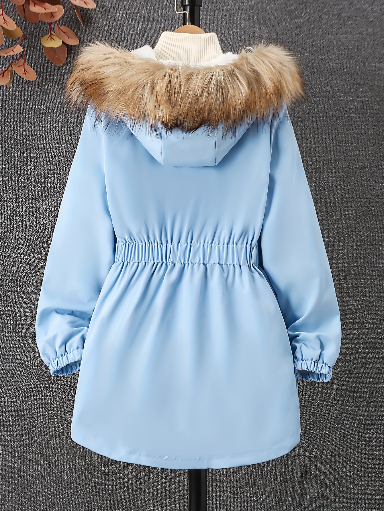 Girls Winter Fleece Hooded Jacket Coat with Drawstring Waist