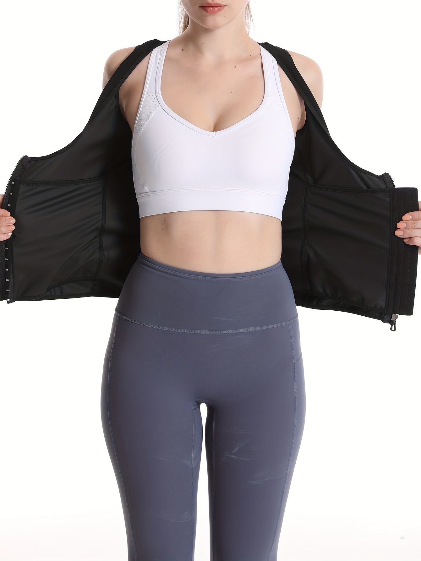Zipper Shaping Tank Tops Waist Trainer Tummy Control Slimmer Open Bust Top