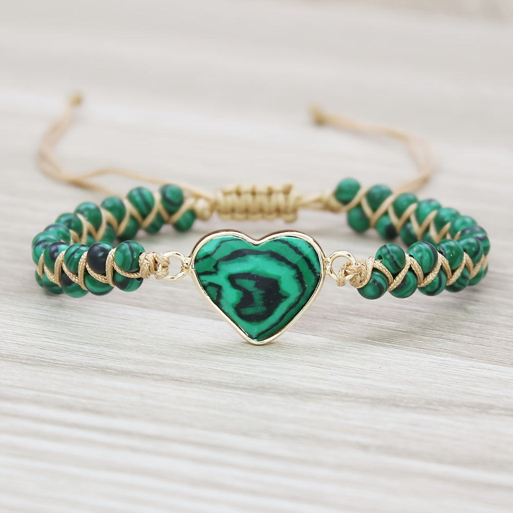 Woven Bracelet Turquoise Heart Stone Accessory Couple Jewelry