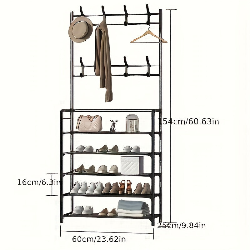 Shoe Rack Clothes Storage Shelf Hanging Stand Hats Coats Balcony Cloth