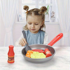Kids' Play Kitchen Toy Cooking Set Frying Pan Simulated Food Cooking