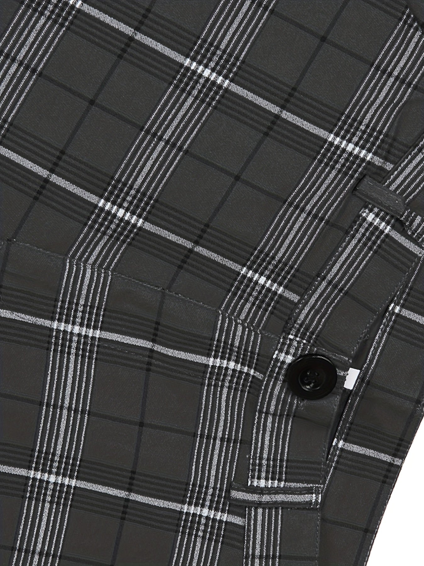 Slim Fit Plaid Slacks Men s Casual Vintage Style Slightly Stretch Dress Pants