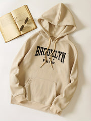 Letter Print Drawstring Sweater Long Sleeve Hoodies Women's Sweatshirt
