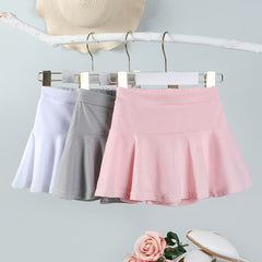 3pcs Girls Solid Skort, Ideal for Sports & Beach Tennis