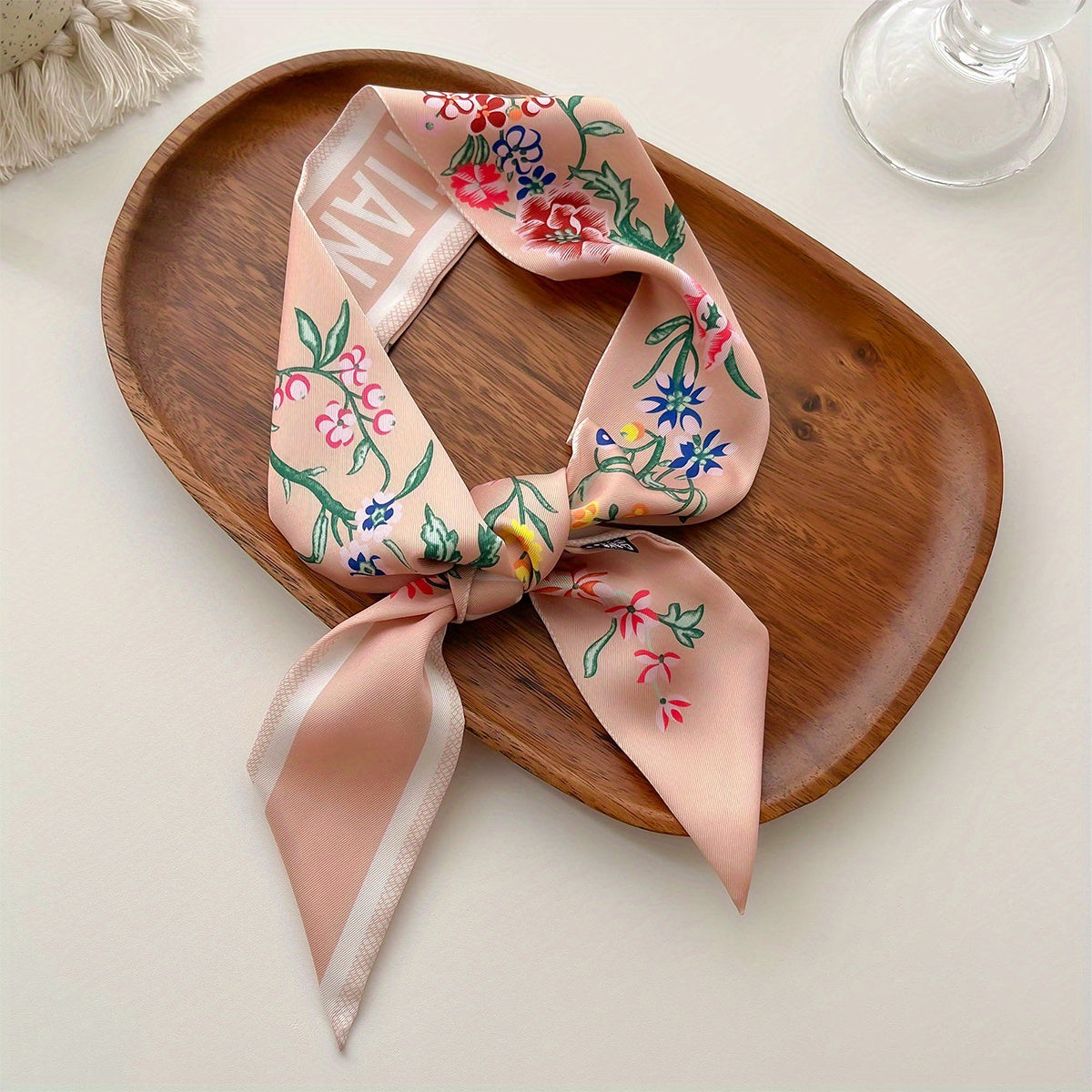 Silky Printed Ribbon Scarf for Women