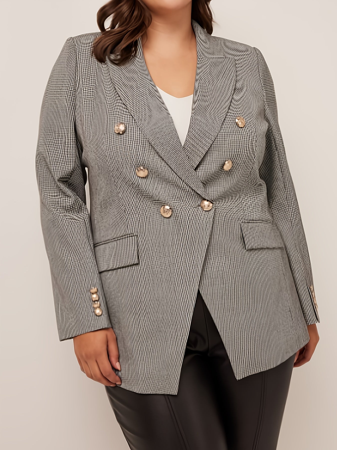 Casual Plaid Blazer Long Sleeve Lapel