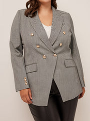 Casual Plaid Blazer Long Sleeve Lapel