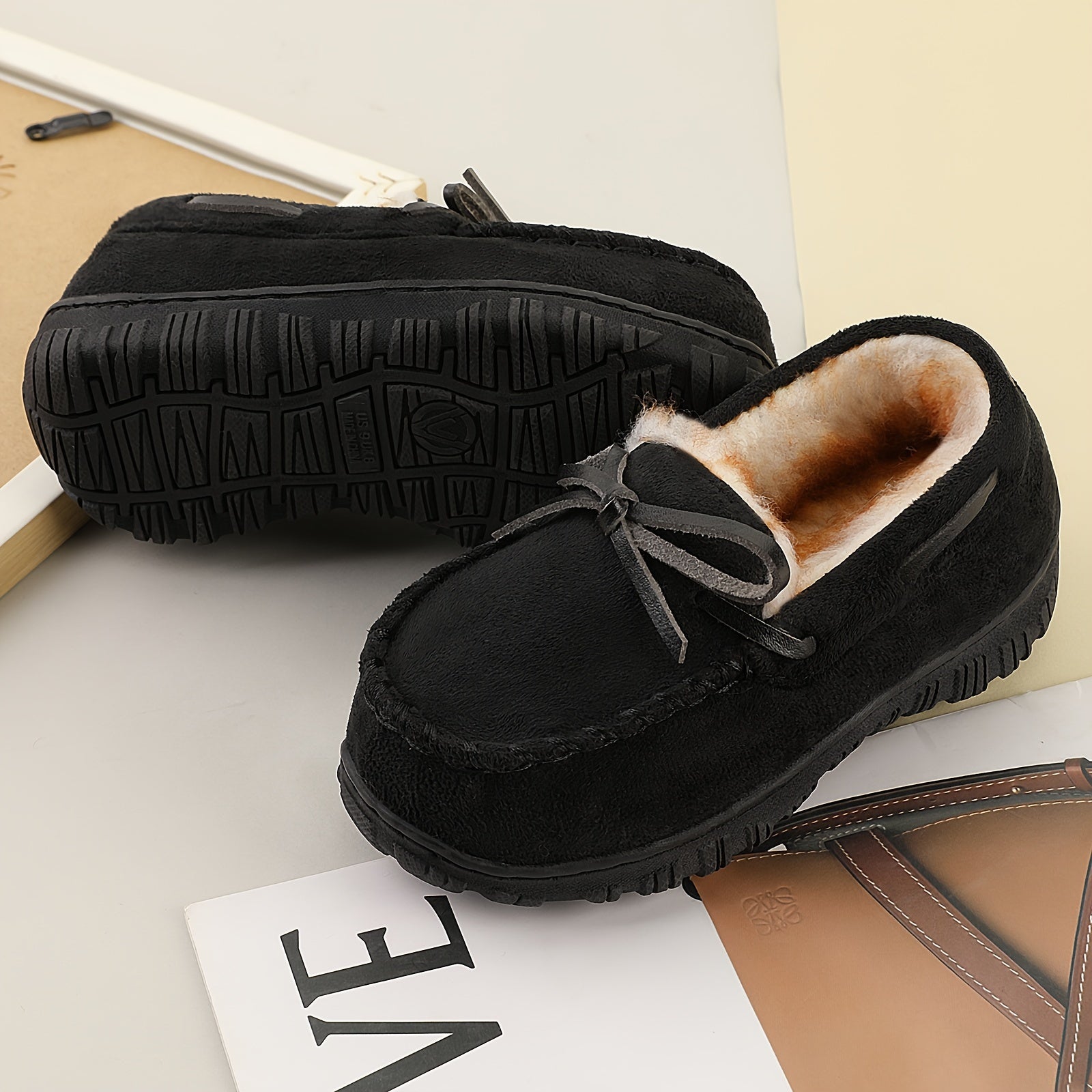 Boys Slip On Fleece House Shoes Non Slip Soft Bottom Walking Shoes