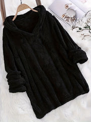 Fleece Solid Hoodie Long Sleeve Sweatshirt