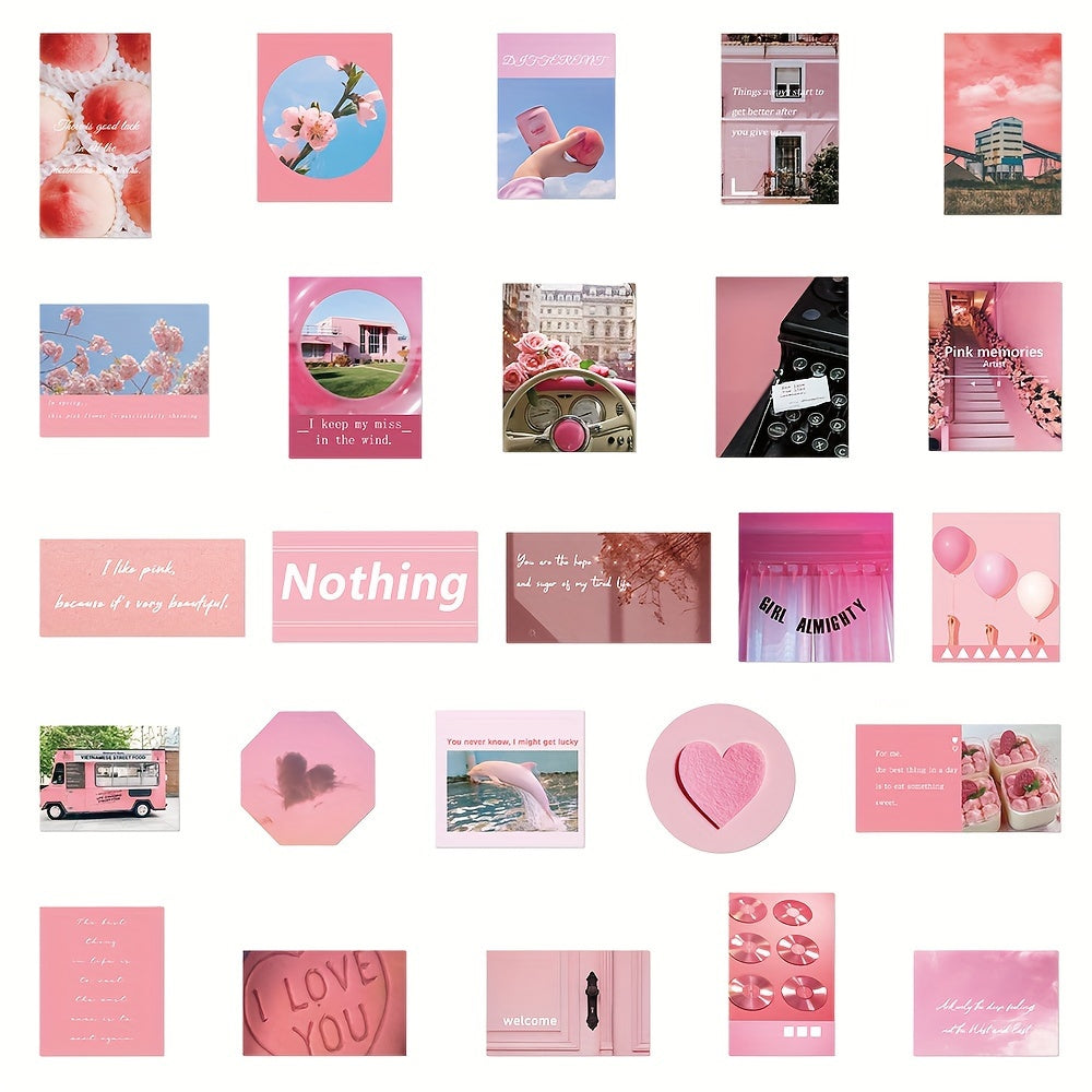 50 Pink Graffiti Stickers Laptop Helmet Water Cup Waterproof DIY