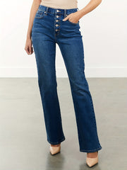 Bootcut Jeans Whiskering Mid Rise High Stretch Bell Bottoms Pants