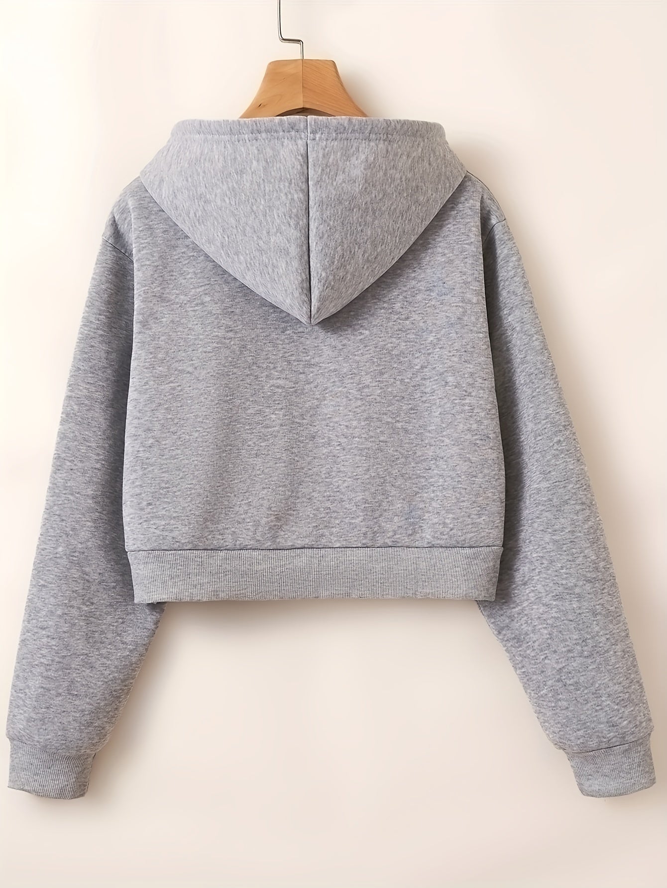 Solid Hooded Sweatshirt Fleece Casual Sports Hoodie Women's