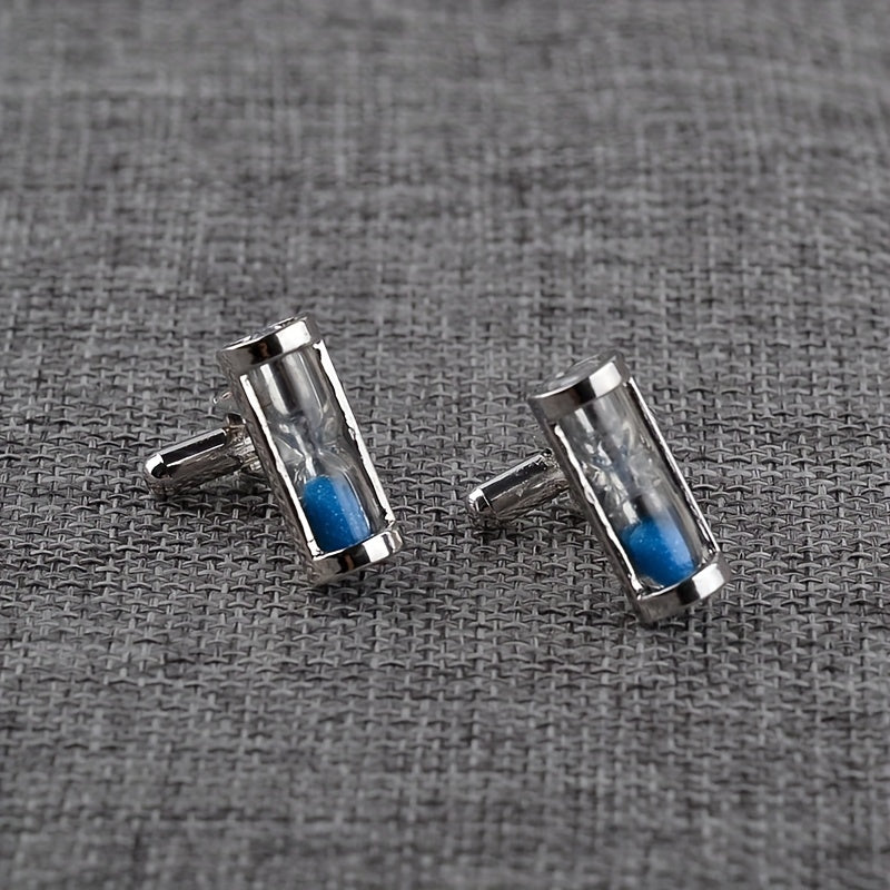 Time Hourglass Crystal Cufflinks for Men