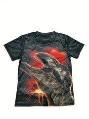 Dinosaur & Red Lightning T shirt For Kids Short Sleeve Top Boy's Clothes