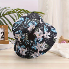 Flower Print Bucket Hat Sunscreen Fisherman Cap Lightweight Reversible
