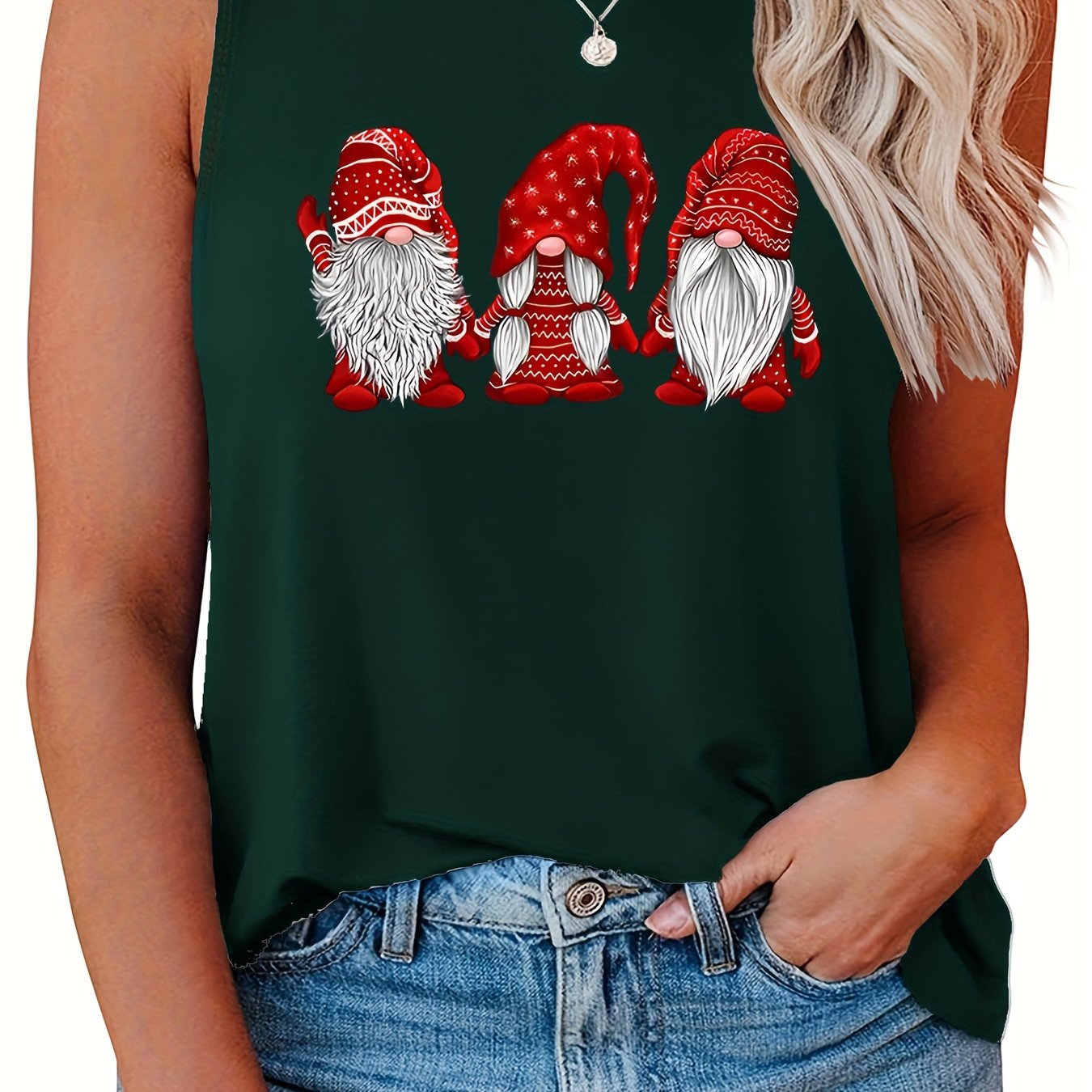 Christmas Gnome Graphic Tank Top Plus Size