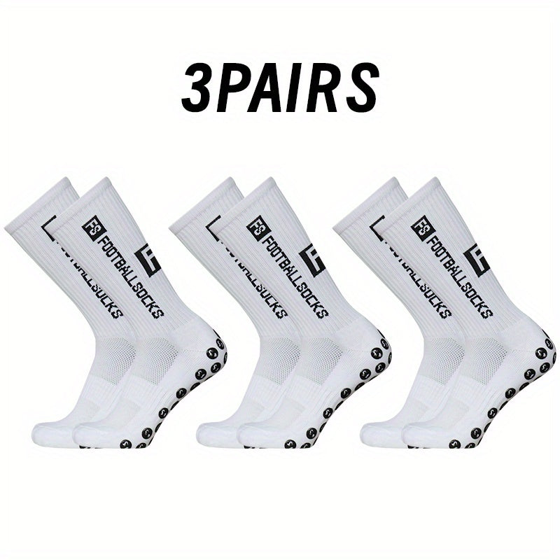 3 Pairs Soccer Mid Calf Socks Breathable Sweat Absorbing Non Slip