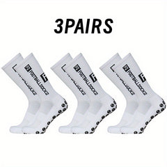 3 Pairs Soccer Mid Calf Socks Breathable Sweat Absorbing Non Slip