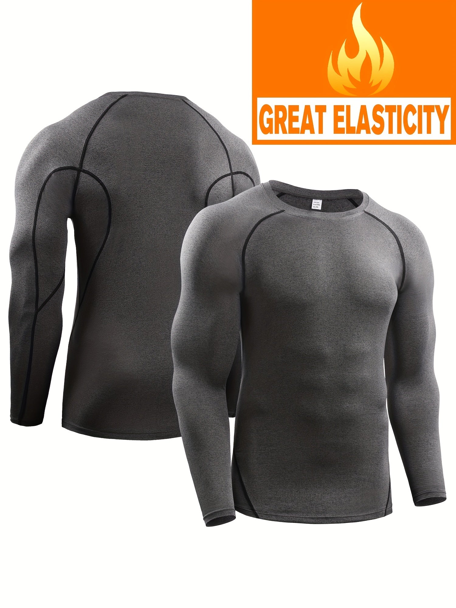 Men's Quick Drying Long Sleeve Stretch Crew Neck Undershirt