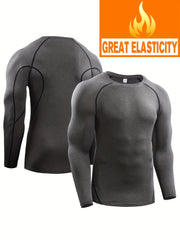 Men's Quick Drying Long Sleeve Stretch Crew Neck Undershirt