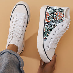 Animal Print Chunky Canvas Sneakers High Top Classic Skate Shoes