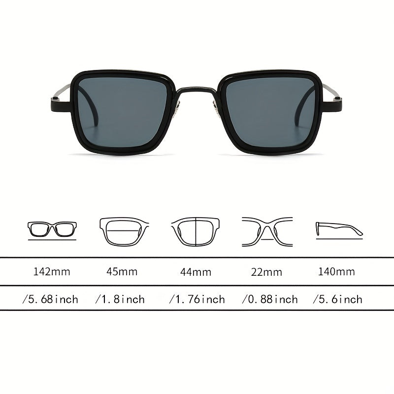 Men's Vintage Steampunk Polarized Metal Sunglasses Square Frame