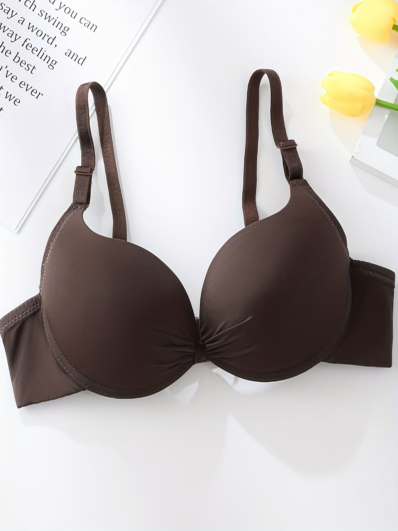 Solid T Shirt Bra Comfortable & Breathable Push Up Bra Women's Lingerie