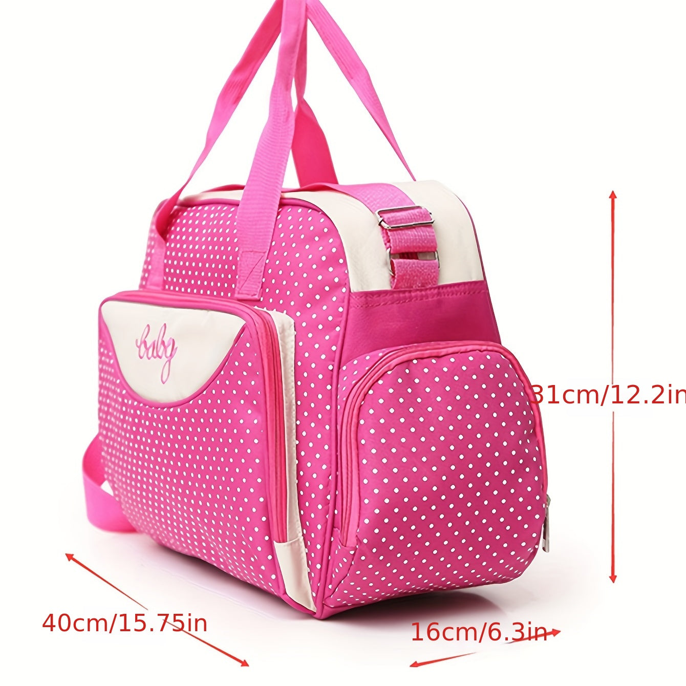 Polka Dot Large Mommy Bag 5pc Set Portable Mother Baby Diaper Bag