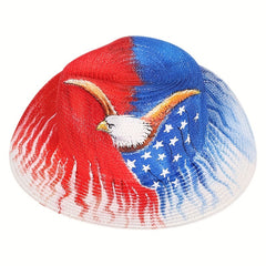 Eagle Hand Painted Straw Hat Red Sun Hat Outdoor UV Protection
