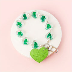 Y2K Heart Shape Beads Keychain Pendant Car Ornament Bag Accessories