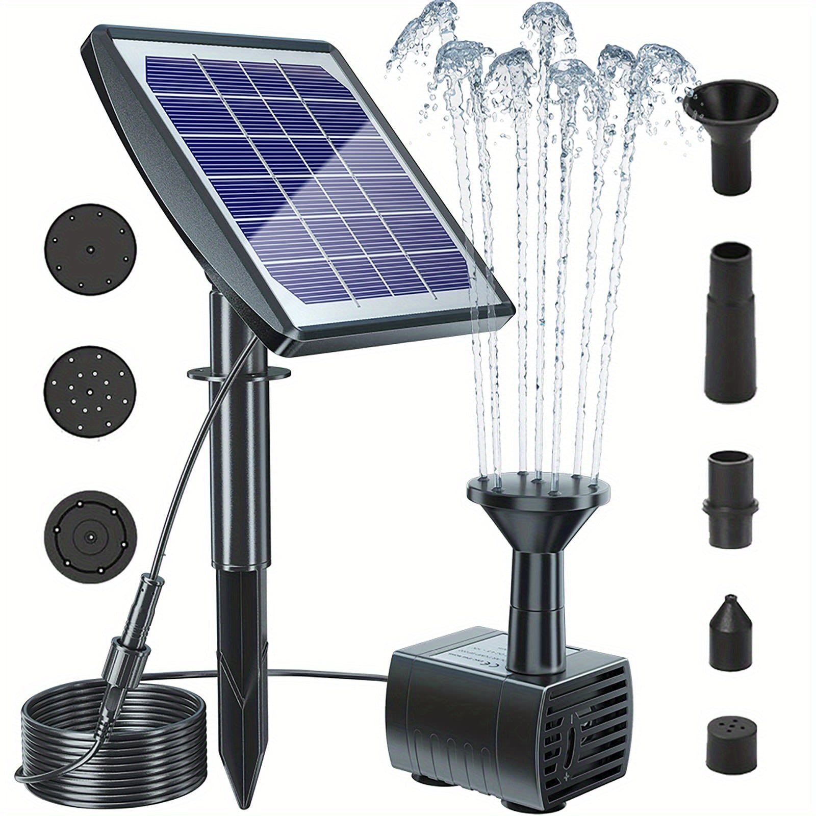Solar Fountain Pump Kit 8 Nozzles for Bird Bath Pond Garden