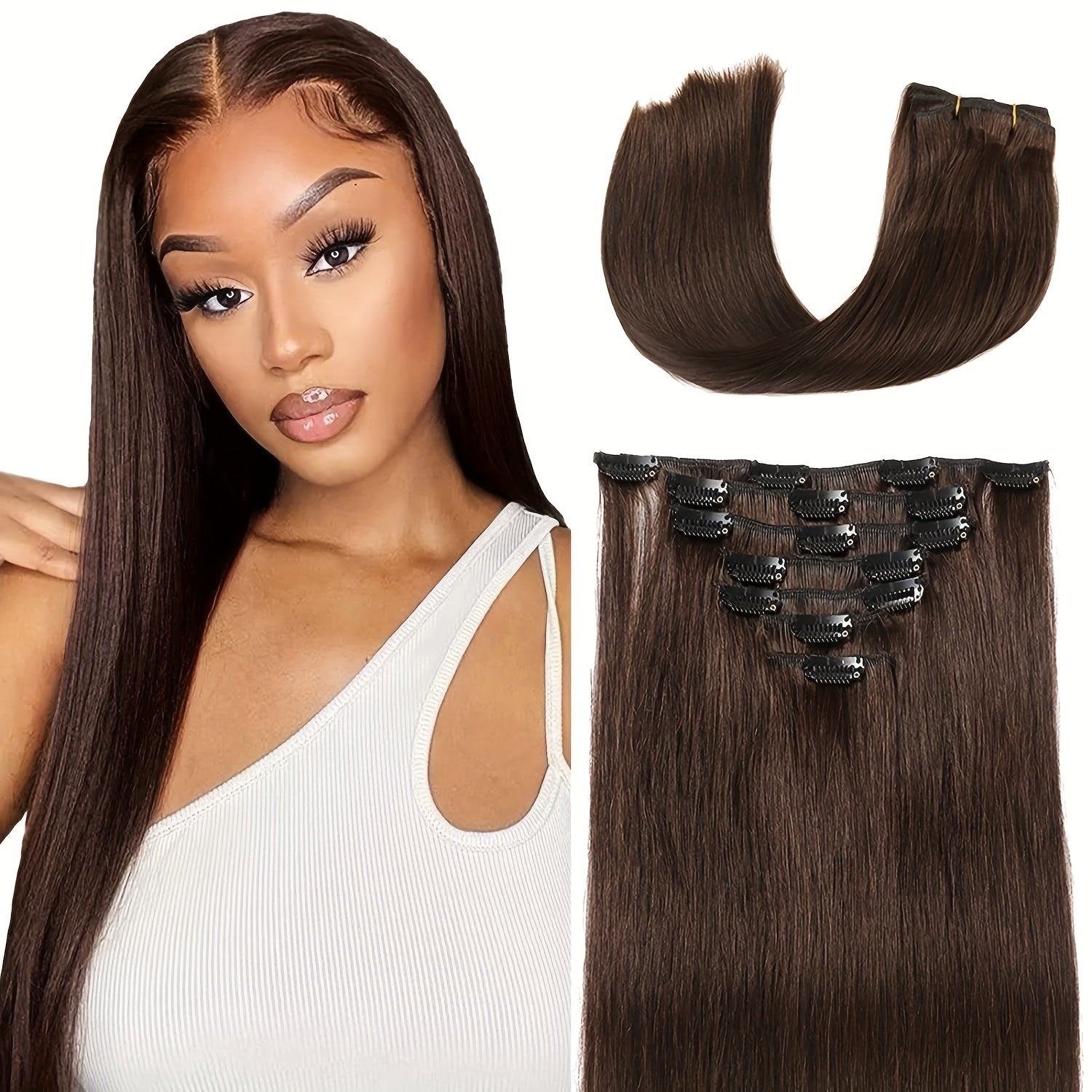7pcs Long Straight Hair Extensions 55-88 Cm Synthetic Clip In