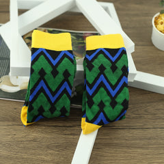 Men's Cartoon Striped Crew Socks - 2 Pairs