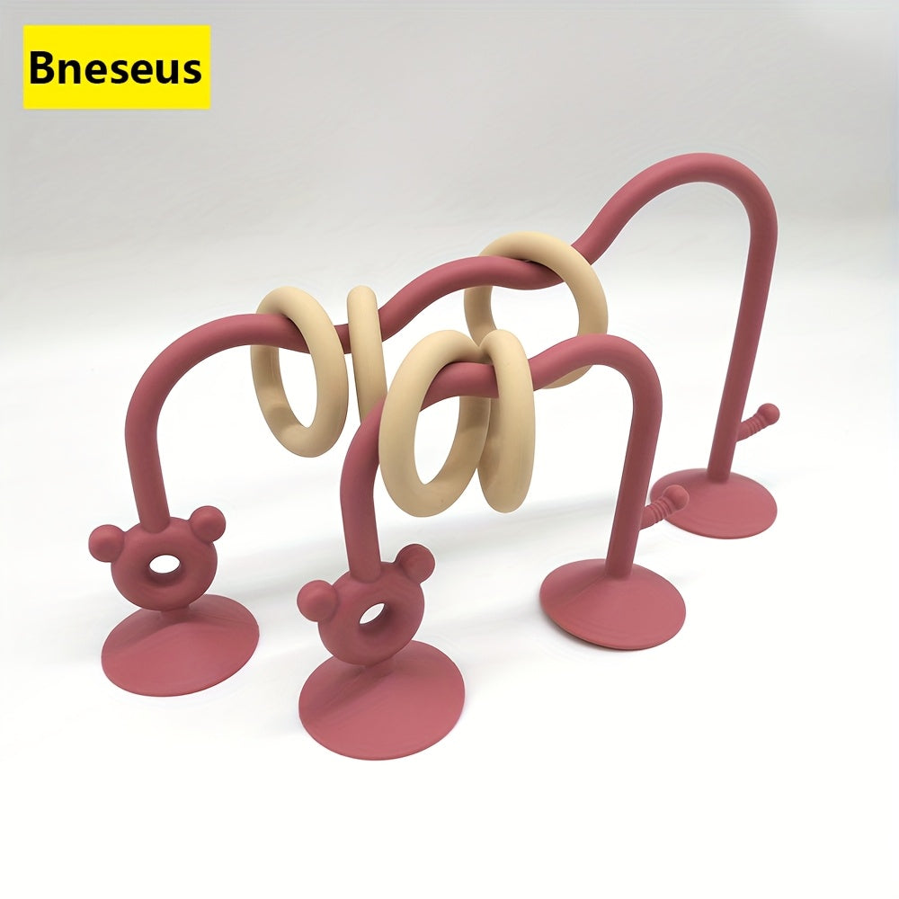 Silicone Educational Toy w/Suction Cup Seat Desk & Bead Rolling Toy