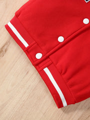 Boys Varsity Jacket Long Sleeve Letter Graphic Baseball Collar Embroidered Block