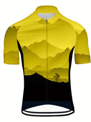 Men's Sunset Print Cycling Jerseys Lightweight Breathable Biking Shirt