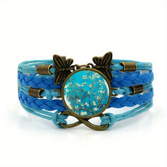 Vintage Butterfly Infinity Symbol Time Gemstone Bracelet