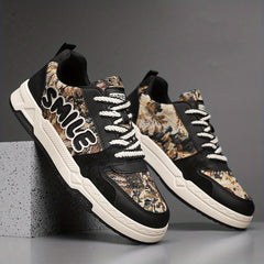 Men's Smile Letter Skate Shoes Lace Up Sneakers