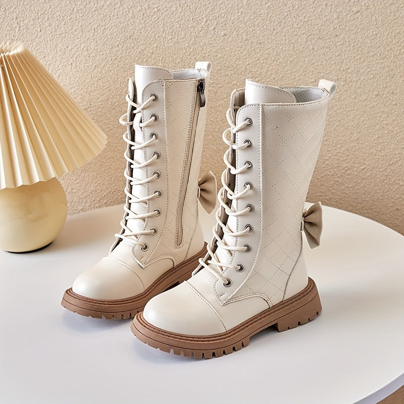 Girls Bowknot Boots Lightweight Non Slip Boots Zipper