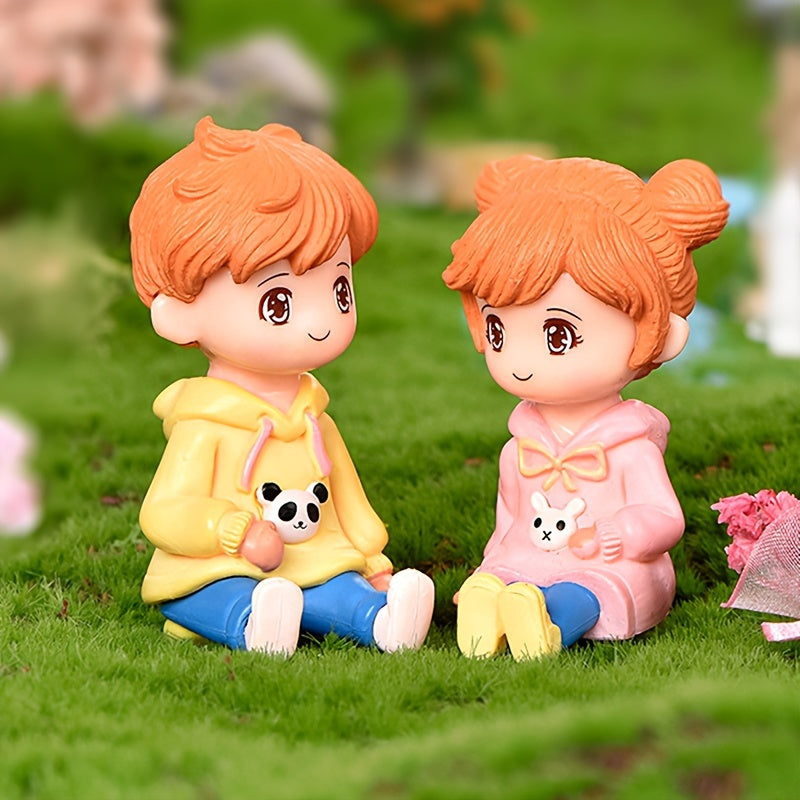 Mini Sweater Couple Statues Fairy Garden Micro Landscape Home Decor
