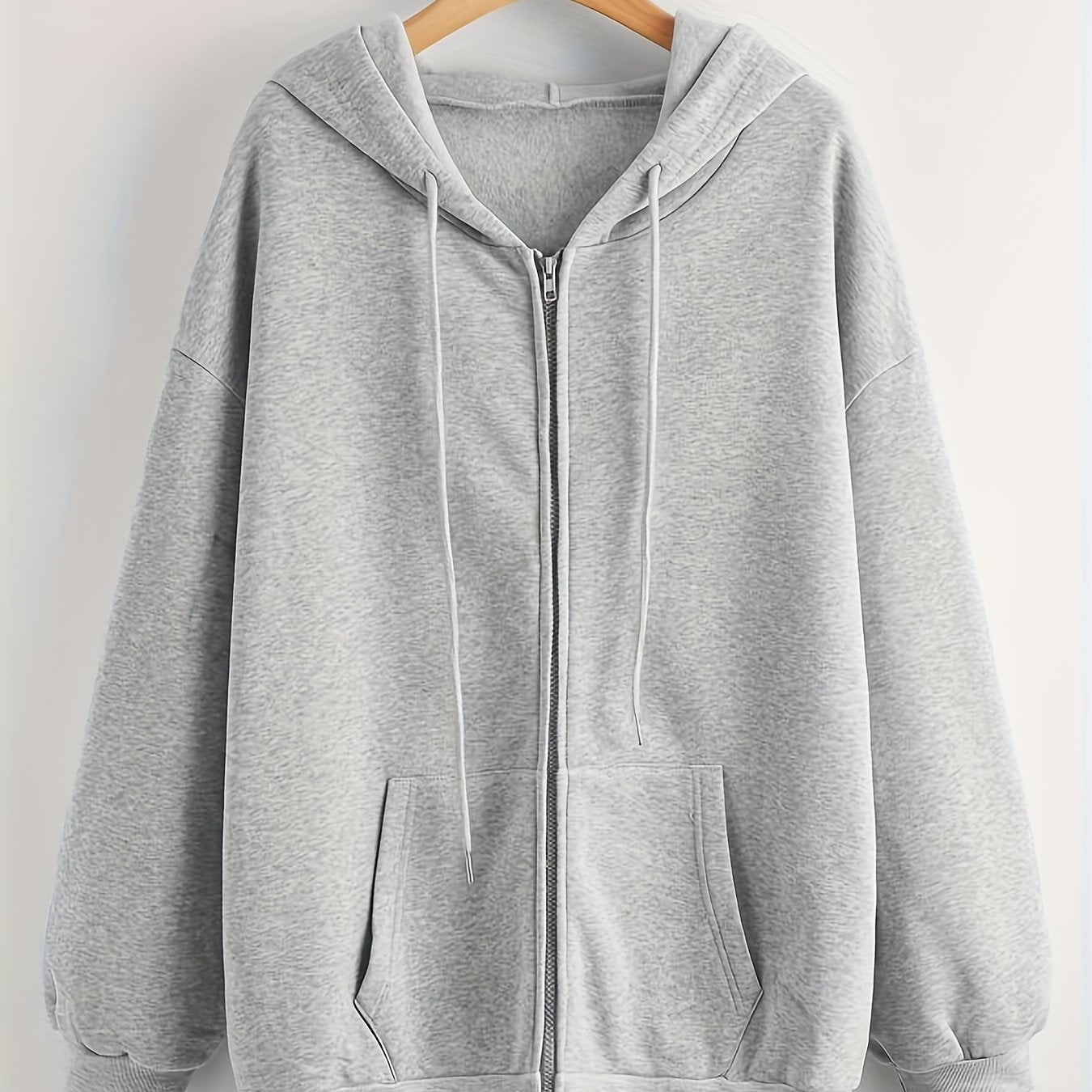 Casual Sports Fleece Sweatshirt Solid Zipper Up Hoodie