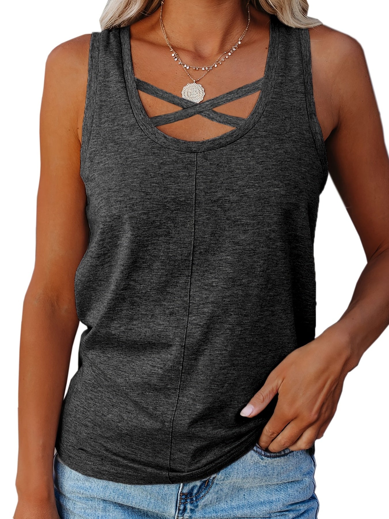 Loose Fit Crew Neck Tank Top