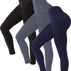 Solid Seamless Running Leggings With Pocket Slim Yoga Pants