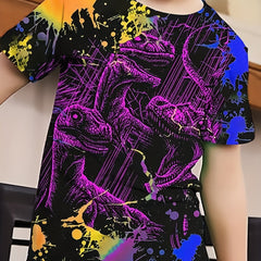 Boy's Dinosaur Graphic T shirt Casual Stretch Tee Kid's Clothing