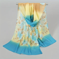 Boho Floral Printed Chiffon Scarf Silky Shawl